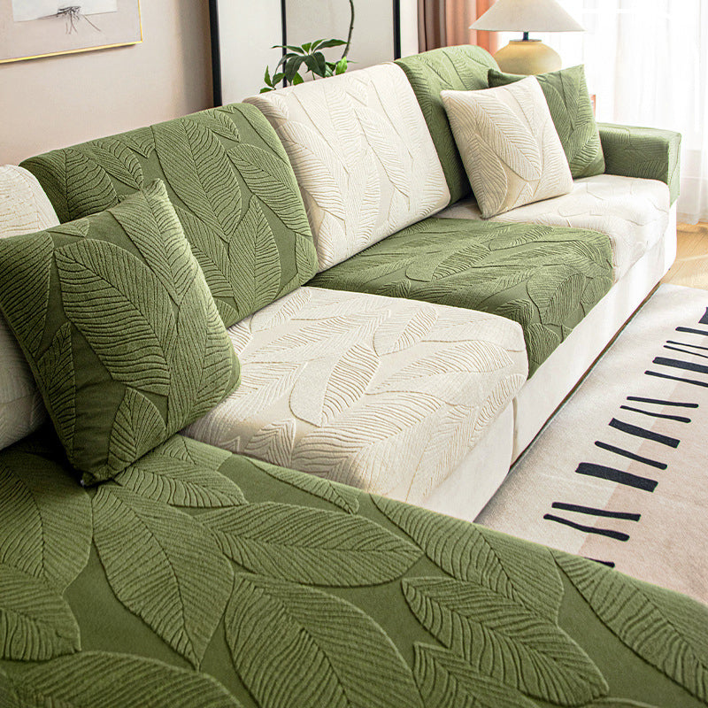 Full Wrap Sofa Cover with Leaf Design and Pet Protection