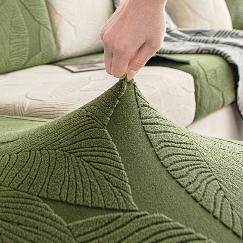 Full Wrap Sofa Cover with Leaf Design and Pet Protection