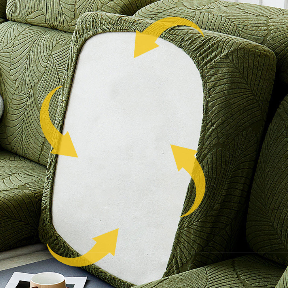 Full Wrap Sofa Cover with Leaf Design and Pet Protection