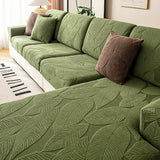 Full Wrap Sofa Cover with Leaf Design and Pet Protection