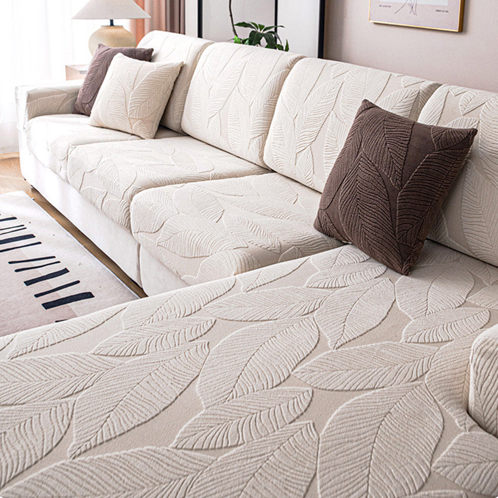 Full Wrap Sofa Cover with Leaf Design and Pet Protection