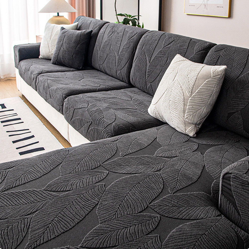 Full Wrap Sofa Cover with Leaf Design and Pet Protection