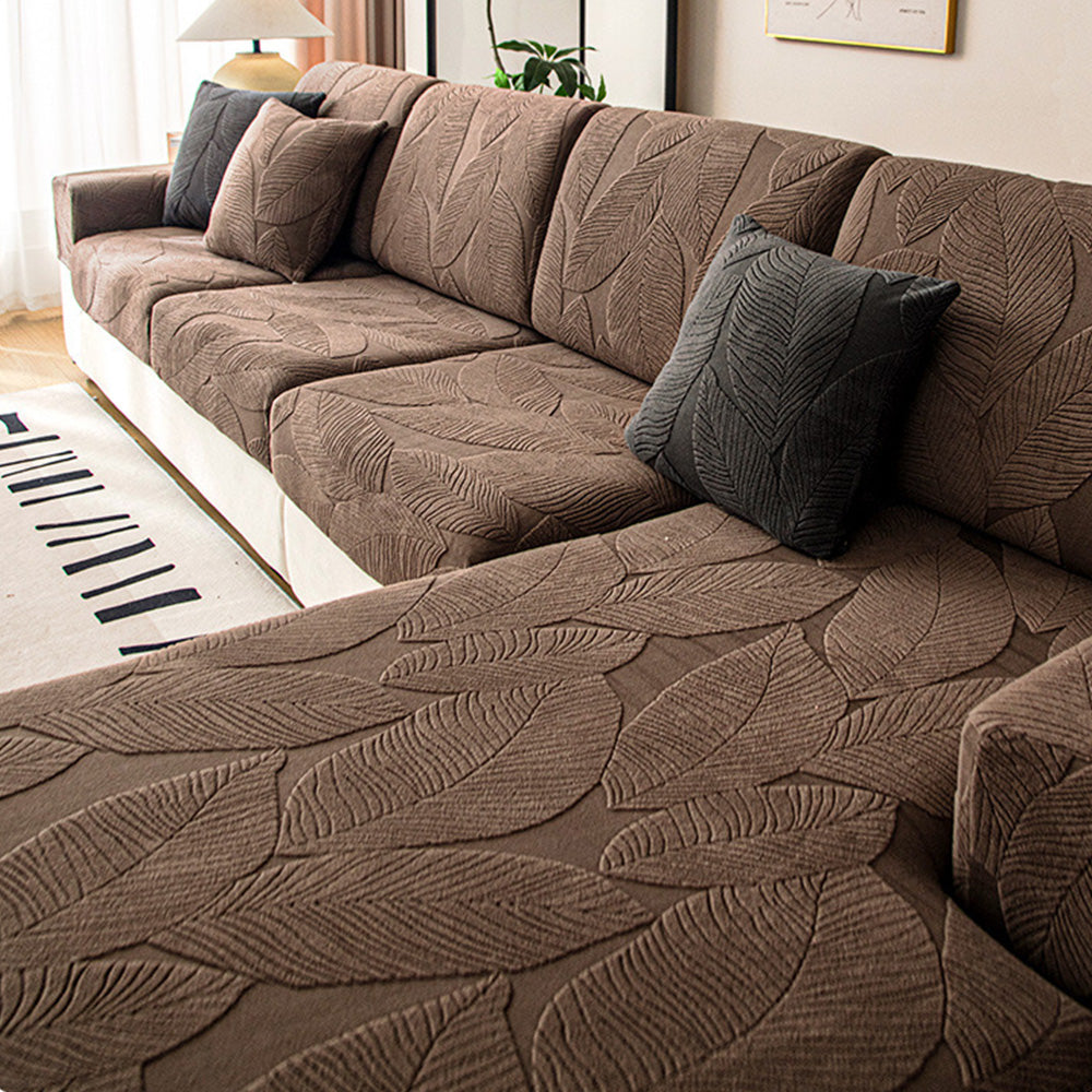 Full Wrap Sofa Cover with Leaf Design and Pet Protection