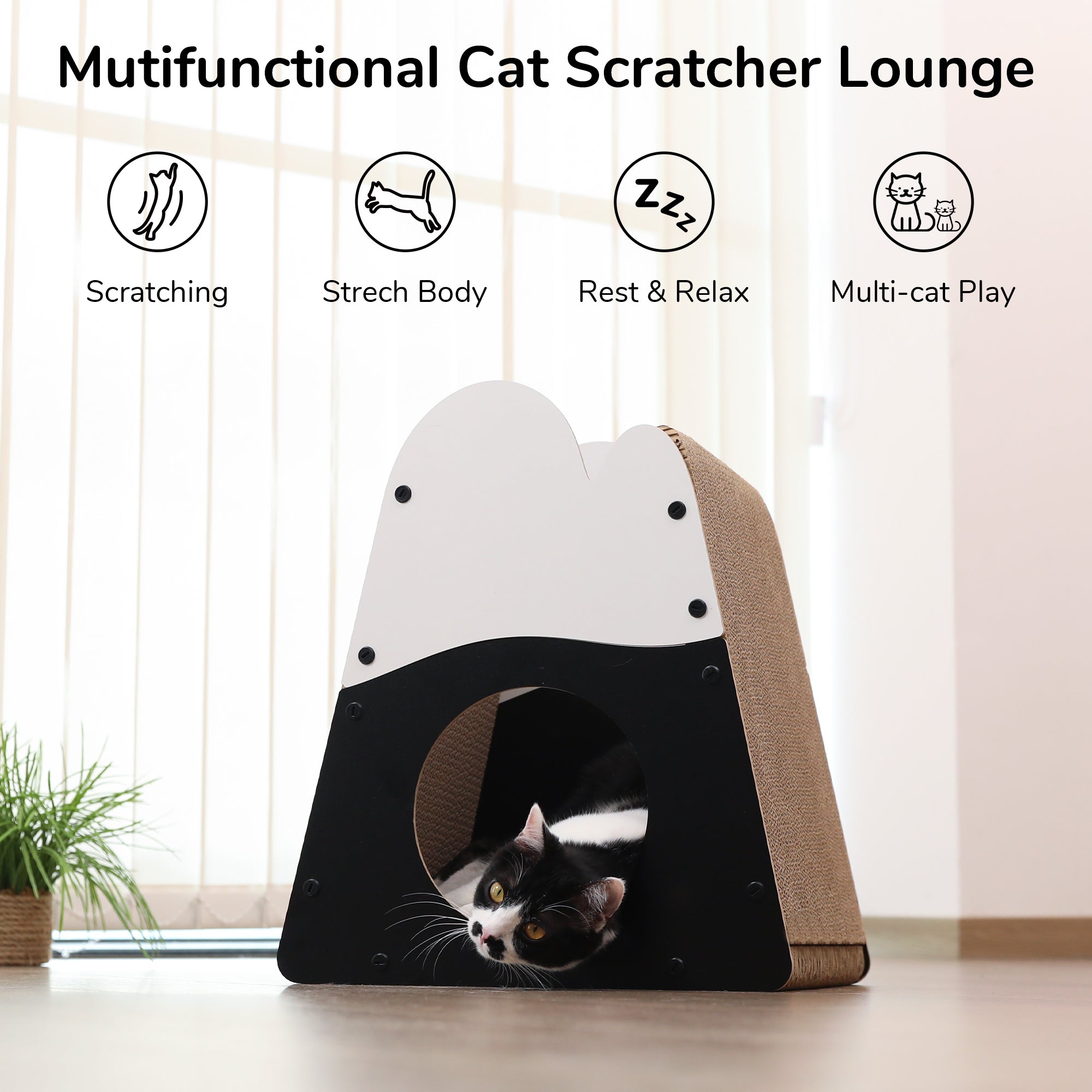 Cat Scratcher House, 19.5 Inch Cozy Cardboard Cat Scratcher