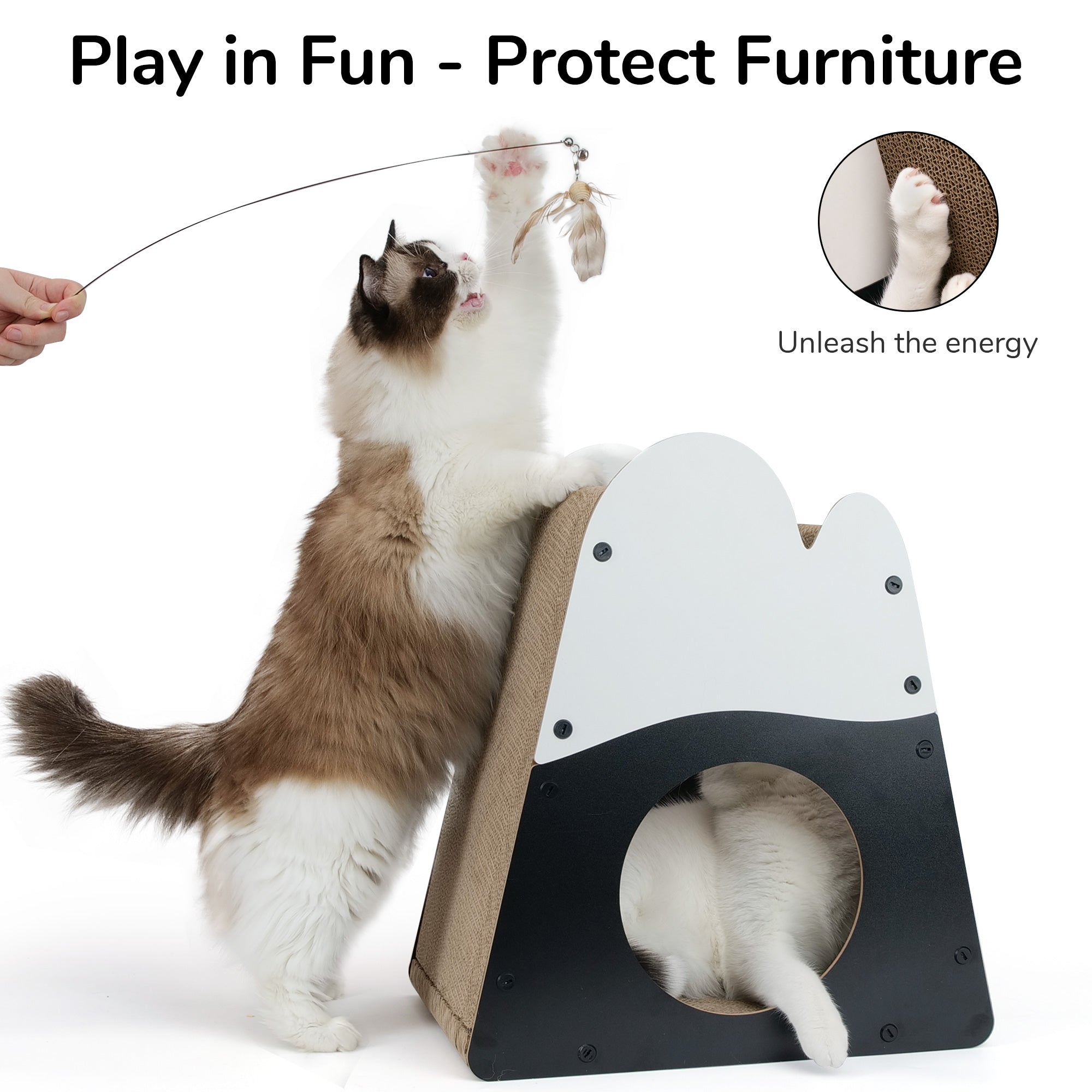 Cat Scratcher House, 19.5 Inch Cozy Cardboard Cat Scratcher