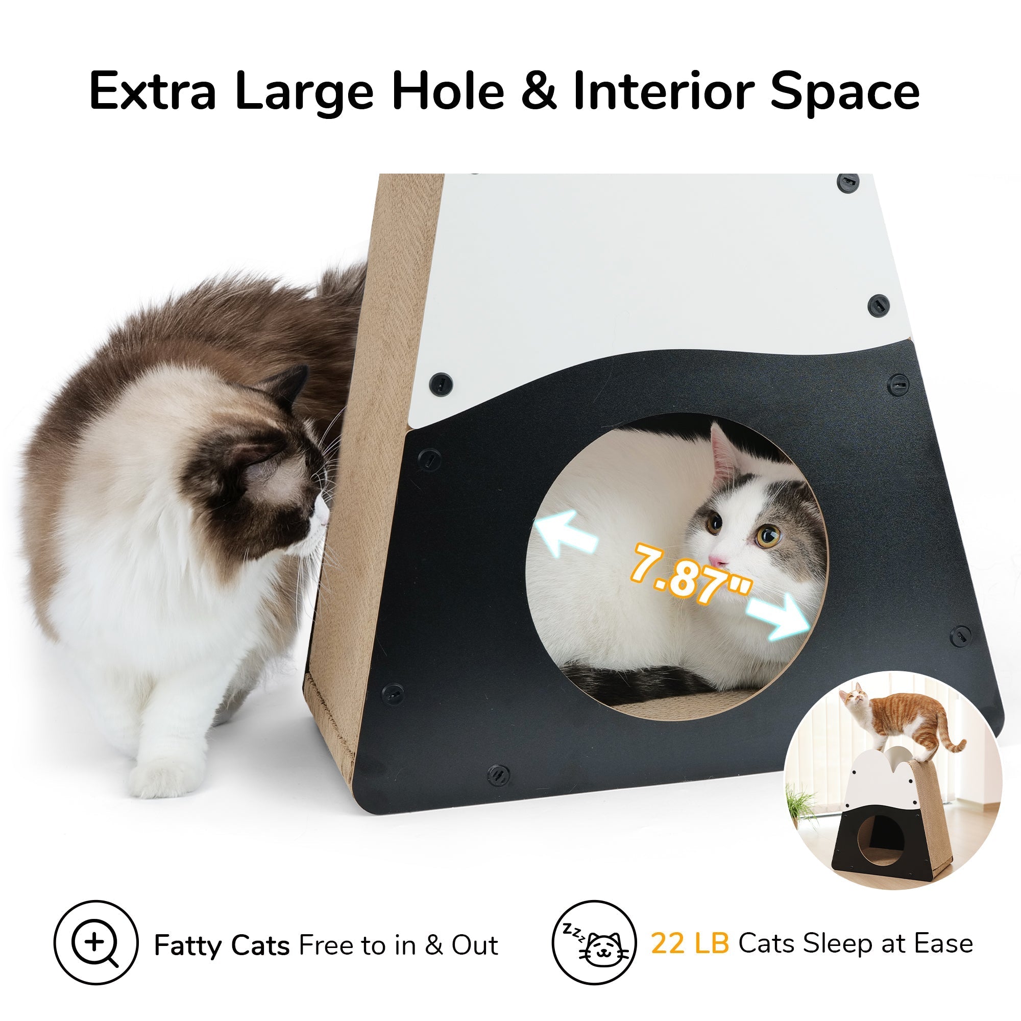 Cat Scratcher House, 19.5 Inch Cozy Cardboard Cat Scratcher