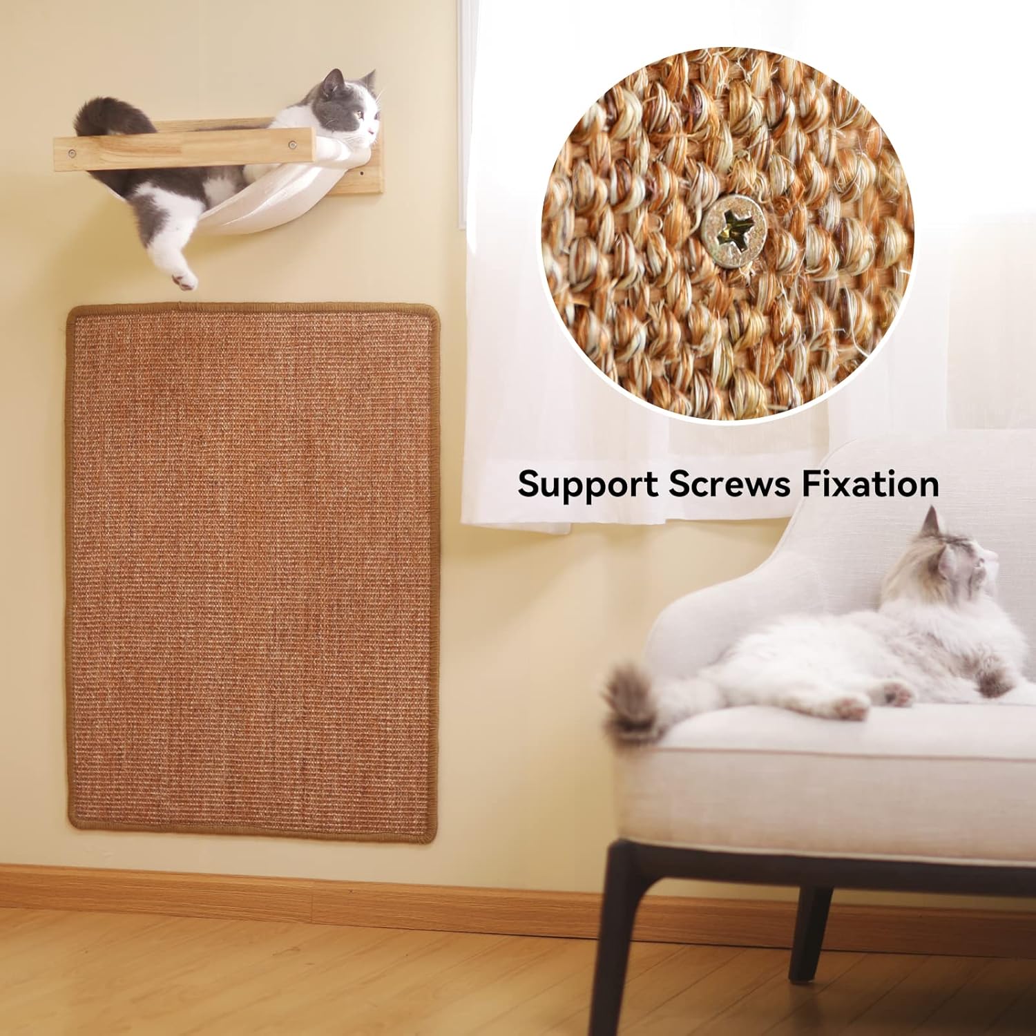 Cat Scratcher Mat,Natural Cat Floor Scratching Pad Rug